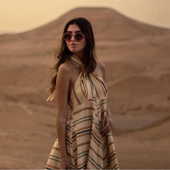 ZARA linen blend halter summer dress blogger favorite - Picture 1 of 10